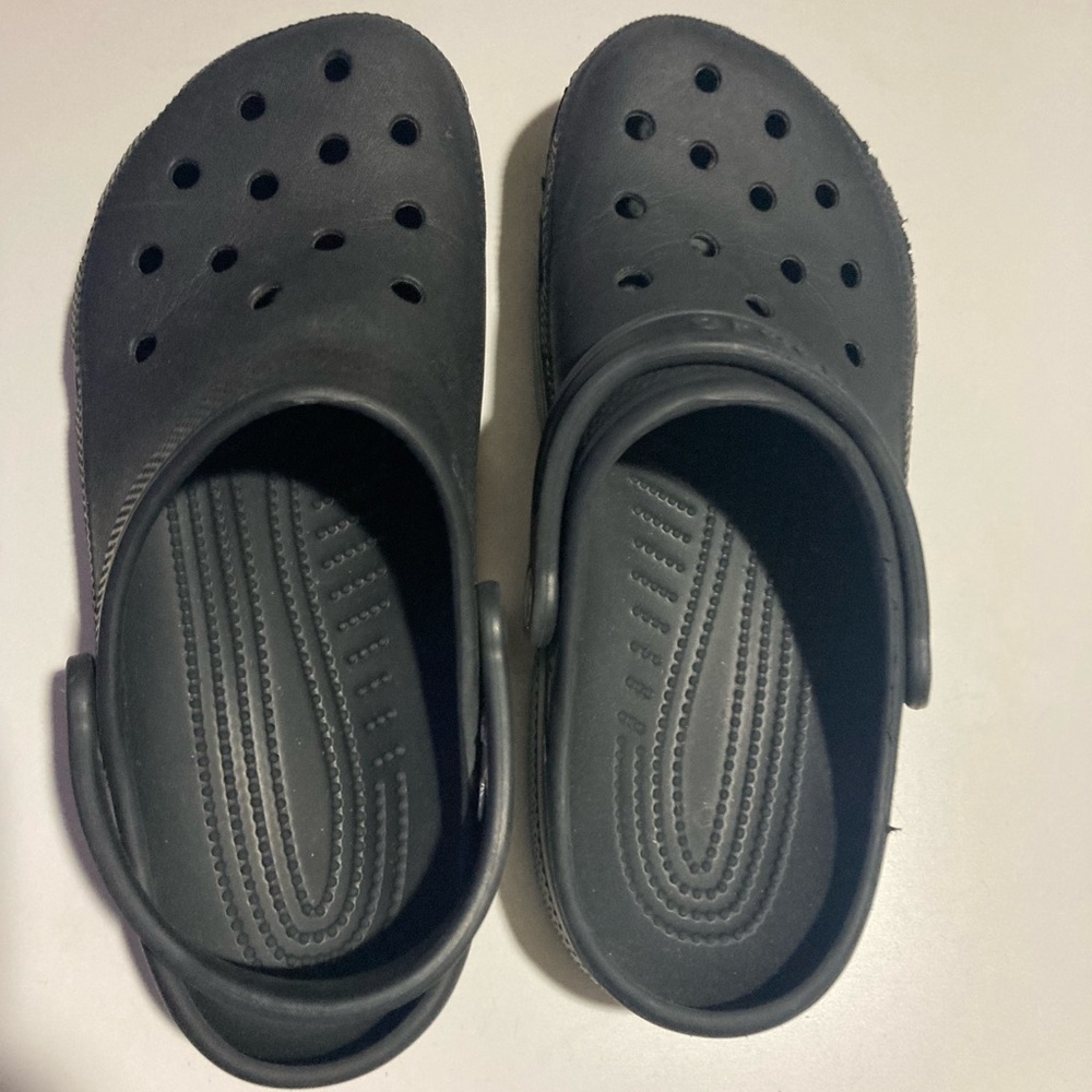 CROCS Classic Black Foam Clogs with Heel Strap